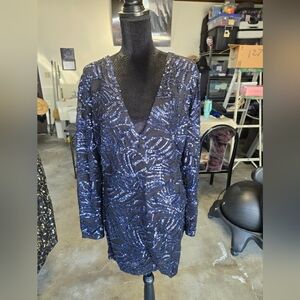 Fashion Nova Navy Blue Sequin Dress